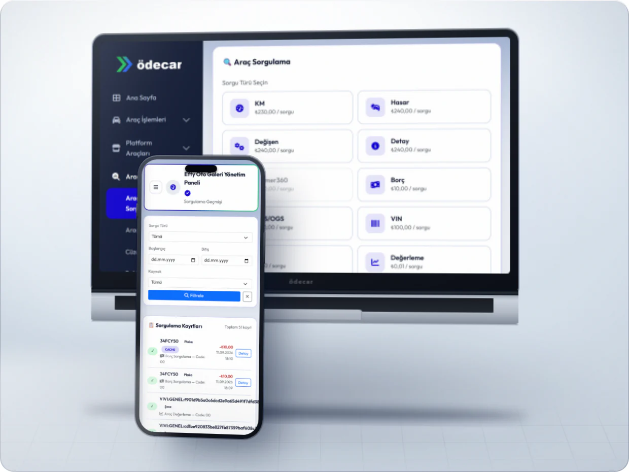 Araç sorgulama ekranı: sorgu türleri ve plaka girişi